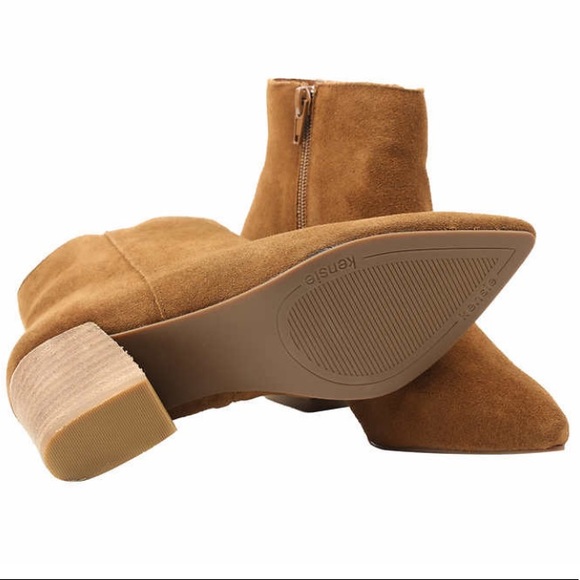 NEW Kensie Brown Suede Heeled Booties - Picture 4 of 14